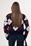 Women's V-Neck Baklava Pattern Knitwear Knitted Sweater 255189 - - 5