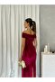 Omzu Open Bow Look Backless Slit Long Women's Scarlet Dress - 7