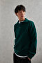 Men's Buttoned Collar Oversized Sweater - 5