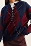 Women's Navy Blue Claret Red 11-Button Diamond Patterned Basic Knitwear Sweater 20251089 - 7