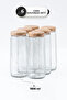 Set of 6 Glass Storage Containers with Wooden Lid Look - 1500 ml - Dry Food & Kitchen Organization Jar Set - 3
