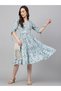 Premium pure georgette light blue colour dress with floral prints - Indo Western wear / dress