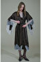 Aci Brown Satin French Lace Bat Sleeve Kimono