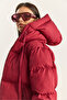 Women's Dark Burgundy Hooded Inflatable Coat 10141018 - 7