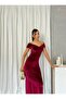 Omzu Open Bow Look Backless Slit Long Women's Scarlet Dress - 2