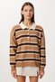 Striped Polo Neck Knitwear Sweater Lxa0023 Biscuit Brown - 5