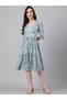 Premium pure georgette light blue colour dress with floral prints - Indo Western wear / dress - 3