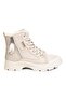 (Conpax) Children's Boots with Wool Inside, Thermo Non-Slip Sole, Zippered & Lace-Up Beige