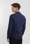 Hakim Collared Buttoned Long Sleeve Navy Sax Cotton Men's Shirt - 3