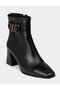 Santa Buckle Detailed Heeled Women's Boots Black - 3