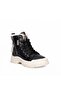 (Conpax) Children's Boots with Wool Inside, Thermo Non-Slip Sole, Zipper & Lace-Up, Black White - 3