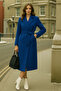 Women's Double-Breasted Premium Blue Cashmere Coat - 4