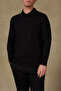 Claro Knitted Fabric Cotton Blend Modern Fit Black Polo Neck Men's Plain Knitwear