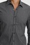 Long Sleeve Snap Button Cotton Lycra Striped Men's Shirt - 4