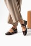 Women's Short Heel Brown Double Belt Detail Ballerina Style - 2