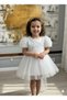 GIRL'S DRESS BALLOON SHORT SLEEVE DETAIL TAIL BOW PARTY BIRTHDAY COTTON DRESS - 5