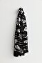 Patterned Viscose Silk Shawl Black