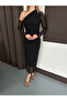 Women's Black One Shoulder Stone Tulle Dress - 6