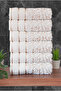 Çınar Jacquard 6-Piece Velvet Cotton Hand and Face Towel Set 50X90 cm - 04557 - Gold - 3
