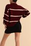 Plum Color Lace-Like Knit Striped Women's Knitwear Sweater - 2