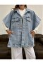 WOMEN'S ICE SNOW PONCHO OVERSIZE DENIM VEST - 3