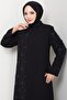 Hidden Placket Half Embellished Abaya Black HM2860 - 5