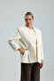 Yael Kaşe Premium Ecru Short Coat with Collar Detail - 4