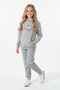 3 İplik Ş Fleece-Lined Winter Kangaroo Pocket Star Girl Print Detailed K Hooded Girls' Tracksuit Set - 3