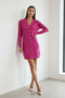 Women's Mercerized Baklava Pattern Cardigan Pink - 2