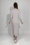 Women's Summer Long Sleeve Viscose Midi Length Crew Neck Dress Light Gray - 5
