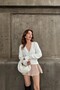 Women's White Soft Texture V-Neck Pearl and Metal Button Knitwear Cardigan – Stylish, Modern 2479 - 5