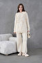 Women's Beaded Front Wide Fit Knit Sweater and Pants Top and Bottom Set