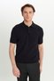 Men's Black 100% Cotton Standard Fit Regular Cut Polo Neck Jacquard Knit T-Shirt