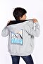Boys' Hooded Zippered Pockets Low Shoulder Embroidery Printed Knitted Cardigan - 3 Thread Without Embroidery - 2