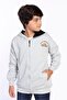 Boys' Hooded Zippered Pockets Low Shoulder Embroidery Printed Knitted Cardigan - 3 Thread Without Embroidery