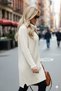 Women's Off-White Degaje High Neck Thick Knit Italian Sleeve Y Slit Long Tunic Dress Knitwear Sweater - 3