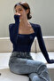 Women's Swan Neck Long Sleeve Slim Blouse