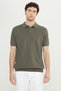 Men's Khaki 100% Cotton Standard Fit Regular Cut Polo Neck Jacquard Knit T-Shirt