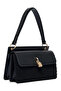 Women's Black Crossbody Hand & Shoulder Bag with Lock Accessory