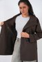 Women's Double-Breasted Collar Short Trench Coat 5980 - Brown - 5