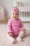 Stitch-Free Thessaloniki Knitted Sausage Collar Ruffled Baby Girl Knitwear Bodysuit Sweater & Headband Two-Piece Set - 2