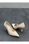 Cream Crocodile Women's Heeled Shoes - 2