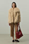 Faux Fur Coat Beige - 2