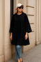 Women's Trend Premium Comfort Long Black Cashmere Poncho - 4
