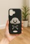 iPhone 16 Plus Case Toy Poddle Embroidered Black Phone Case - Stylish Protective Model with Bow Detail - 2