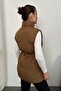 Women's Brown Puffer Vest - Sports Puffer Coat Vest with Zipper Pockets - 6