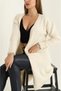 Cream Color Knitted Sweater Long Pocket Cardigan