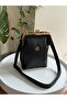 Clip-On Three-Eye Faux Leather Women's Shoulder Bag
