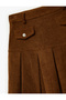 Thick Pleated Mini Skirt with Metal Accessories and Pocket Detail - 5
