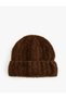 Soft Textured Fold Detailed Knitted Beanie